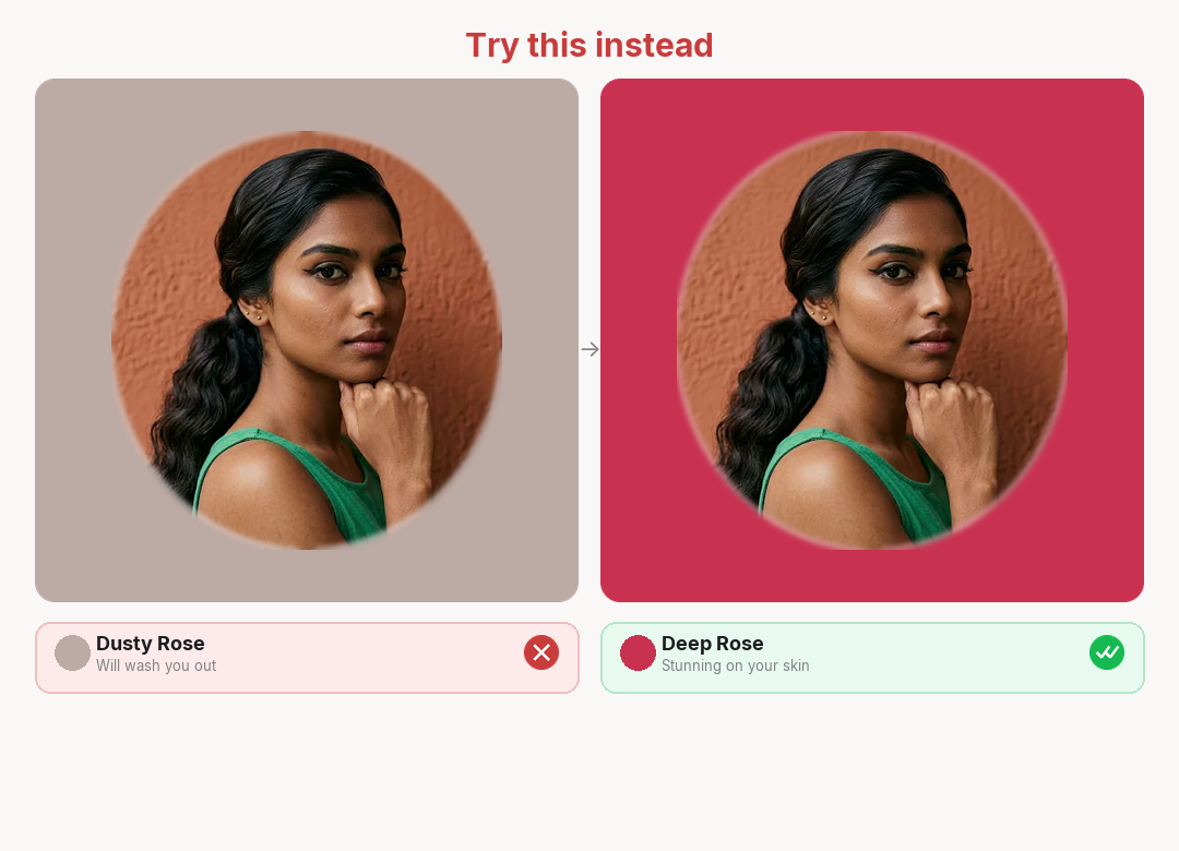 Dusty Rose skip vs Deep Rose yes